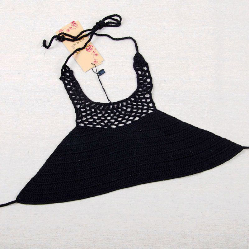 open back crochet bikini top, vacation beach swimsuit for women