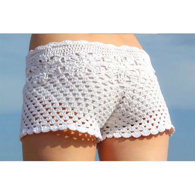 Crochet bikini boxers, vacation beach pants, women's swimwear